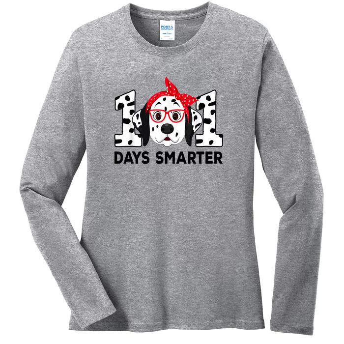 101 Days Smarter 101 St Day School Dalmatian Dog Teacher Ladies Long Sleeve Shirt