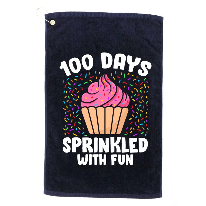 100 Days Sprinkled With Fun Cupcake 100th Day Of School Girl Platinum Collection Golf Towel