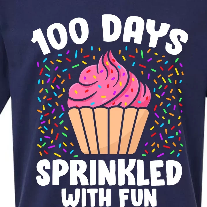 100 Days Sprinkled With Fun Cupcake 100th Day Of School Girl Sueded Cloud Jersey T-Shirt