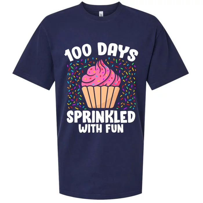 100 Days Sprinkled With Fun Cupcake 100th Day Of School Girl Sueded Cloud Jersey T-Shirt