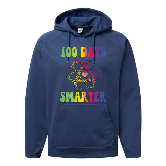 100 Days Smarter Meaningful Gift Performance Fleece Hoodie