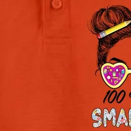 100 Days Smarter Girls Messy Bun Hair 100th Day Of School Dry Zone Grid Performance Polo