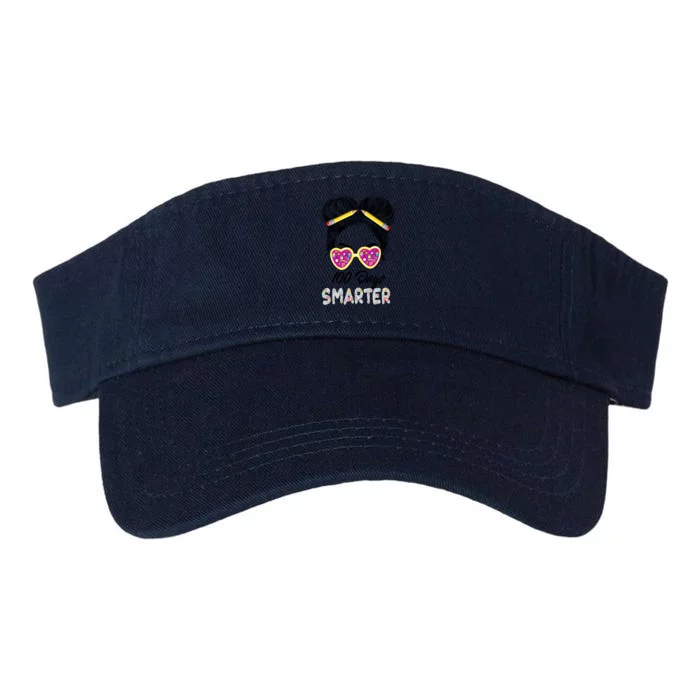 100 Days Smarter Girls Messy Bun Hair 100th Day Of School Valucap Bio-Washed Visor