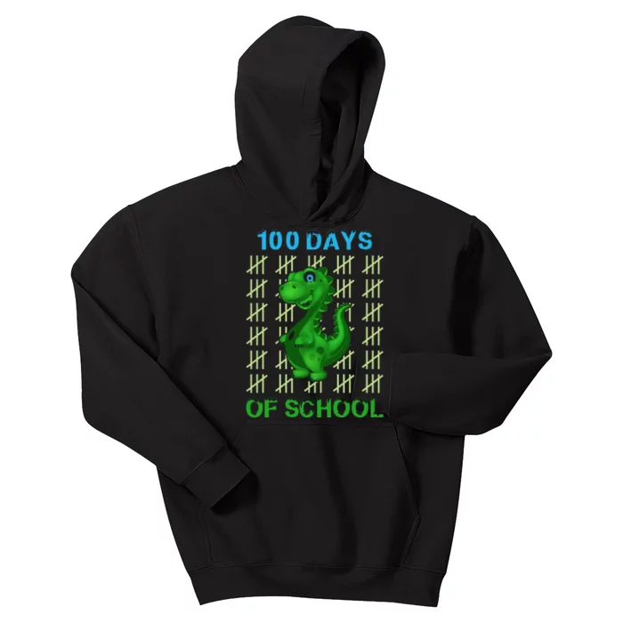 100th Day of School Dino Kids Happy 100 Days Dinosaur T-Rex Kids Hoodie