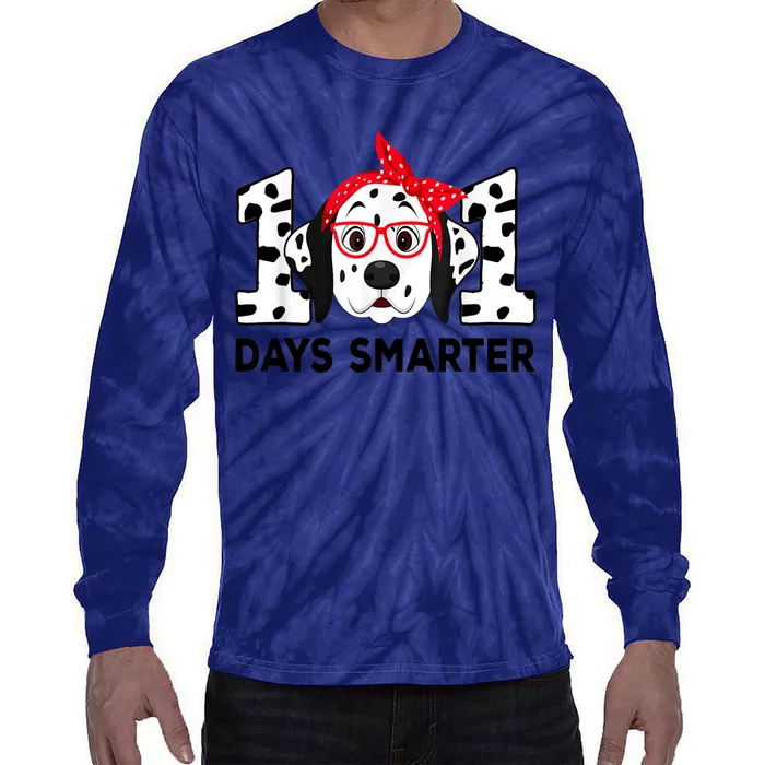 101 Days Smarter 101st Day School Dalmatian Dog Teacher Tie-Dye Long Sleeve Shirt