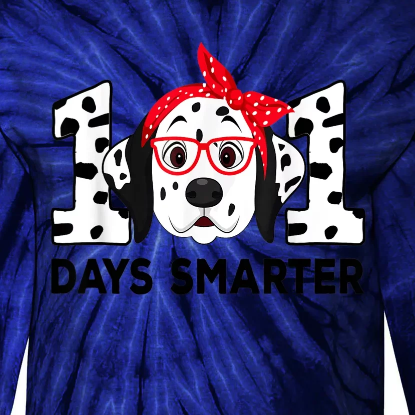 101 Days Smarter 101st Day School Dalmatian Dog Teacher Tie-Dye Long Sleeve Shirt