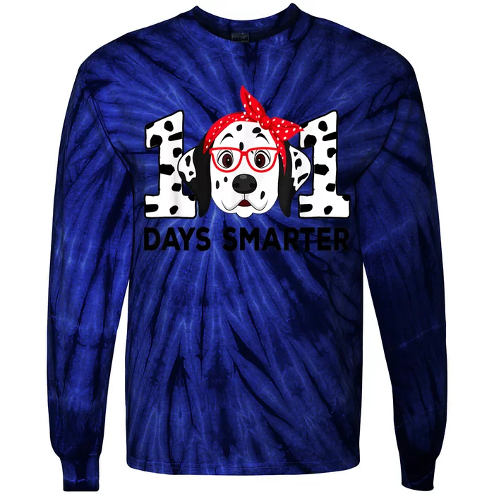 101 Days Smarter 101st Day School Dalmatian Dog Teacher Tie-Dye Long Sleeve Shirt