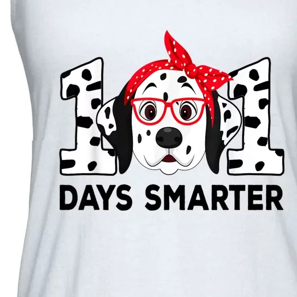 101 Days Smarter 101st Day School Dalmatian Dog Teacher Ladies Essential Flowy Tank