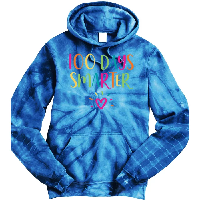 100 Days Smarter Teacher Student 100th Day Of School Gift Tie Dye Hoodie