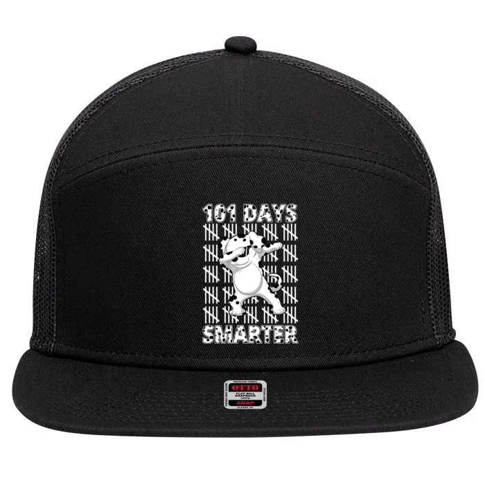 101 Days Smarter Dabbing Dalmatian Dog 7 Panel Mesh Trucker Snapback Hat