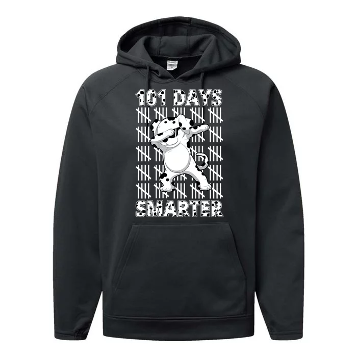 101 Days Smarter Dabbing Dalmatian Dog Performance Fleece Hoodie