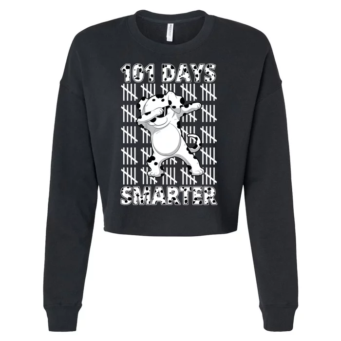 101 Days Smarter Dabbing Dalmatian Dog Cropped Pullover Crew