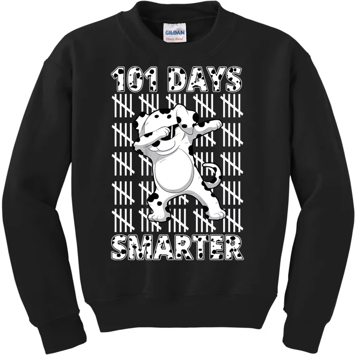 101 Days Smarter Dabbing Dalmatian Dog Kids Sweatshirt