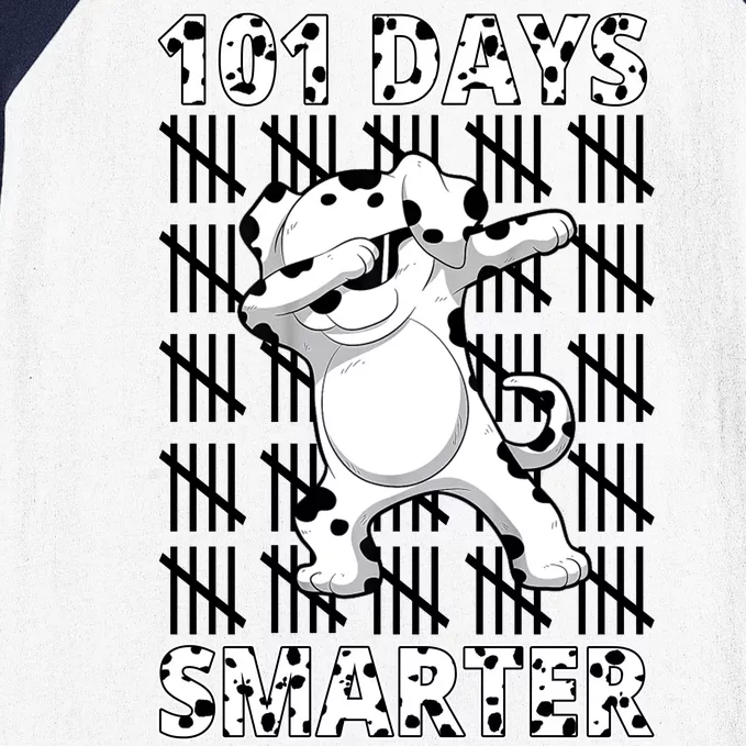 101 Days Smarter Dabbing Dalmatian Dog Baseball Sleeve Shirt