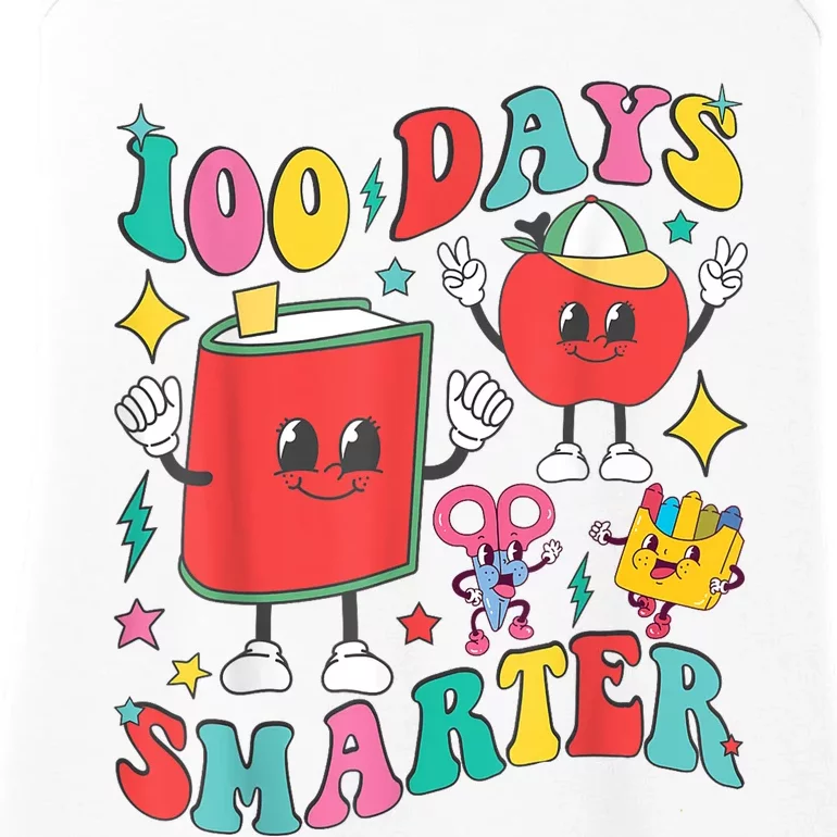 100 Days Smarter Happy 100th Day Of School Groovy Ladies Essential Tank