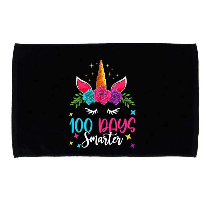 100 Days Smarter Unicorn 100 Days Of School 100th Day Cool Gift Microfiber Hand Towel