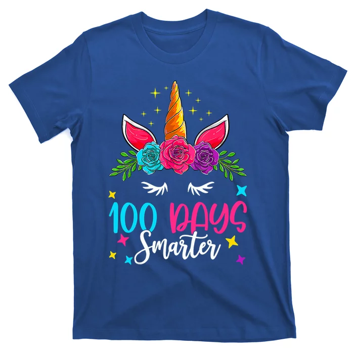 100 Days Smarter Unicorn 100 Days Of School 100th Day Cool Gift T-Shirt