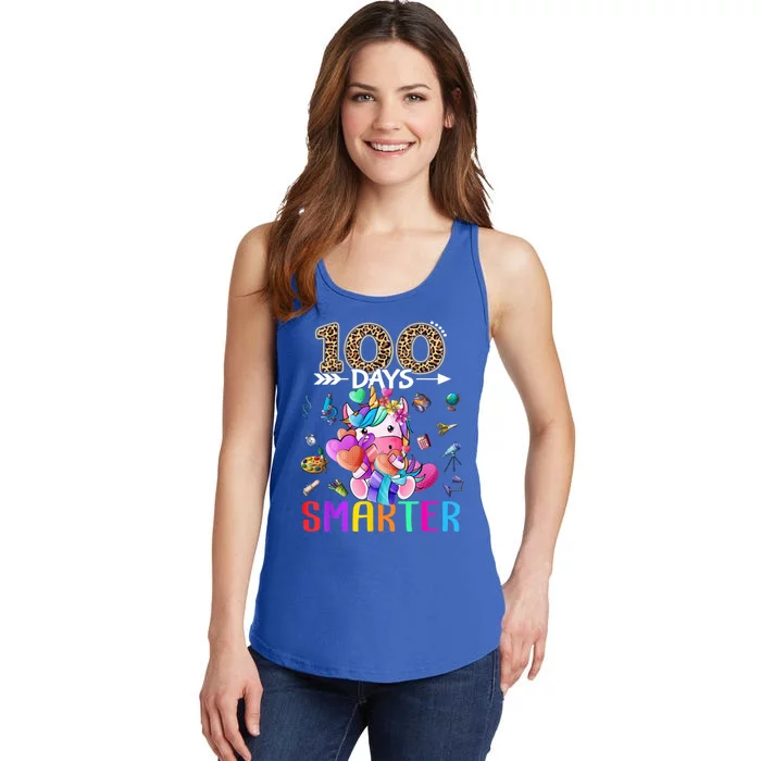 100 Days Smarter Unicorn Happy 100th Day Of School Gift Ladies Essential Tank