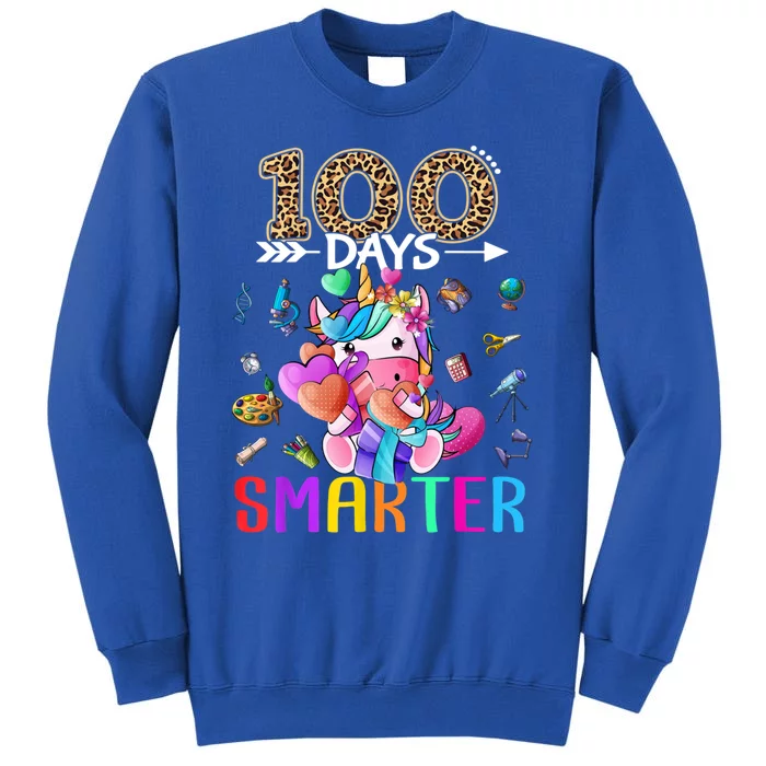 100 Days Smarter Unicorn Happy 100th Day Of School Gift Tall Sweatshirt