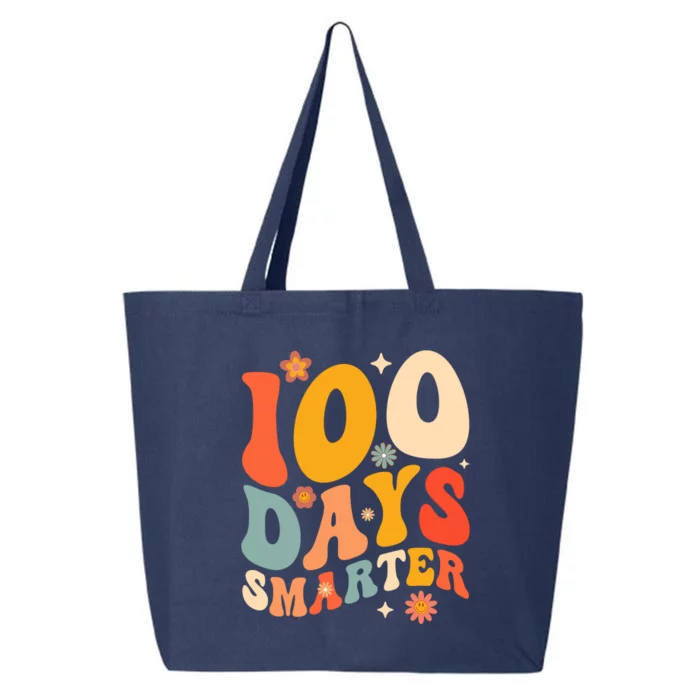 100 Days Smarter Happy 100th Day Of School Groovy Boy Girl 25L Jumbo Tote