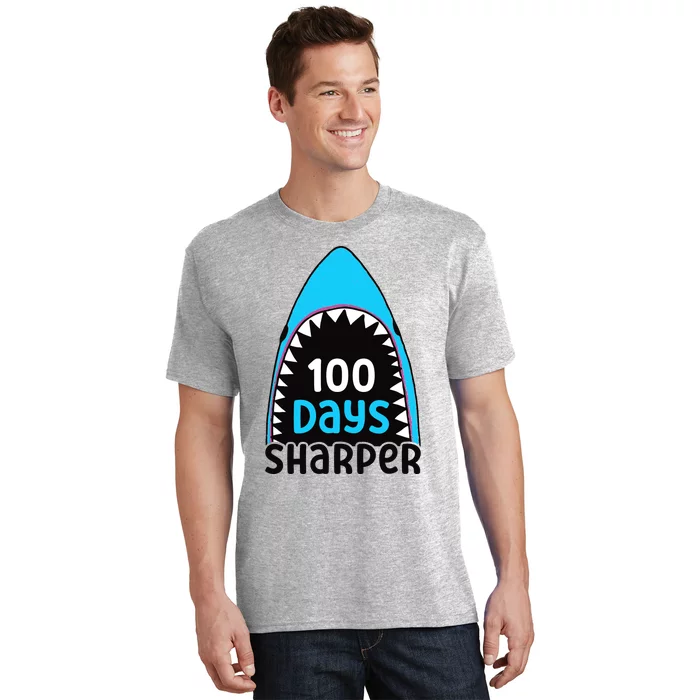 100 Days Sharper Boy Shark 100th Day Of School T-Shirt