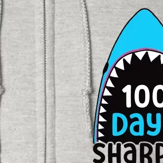 100 Days Sharper Boy Shark 100th Day Of School Full Zip Hoodie