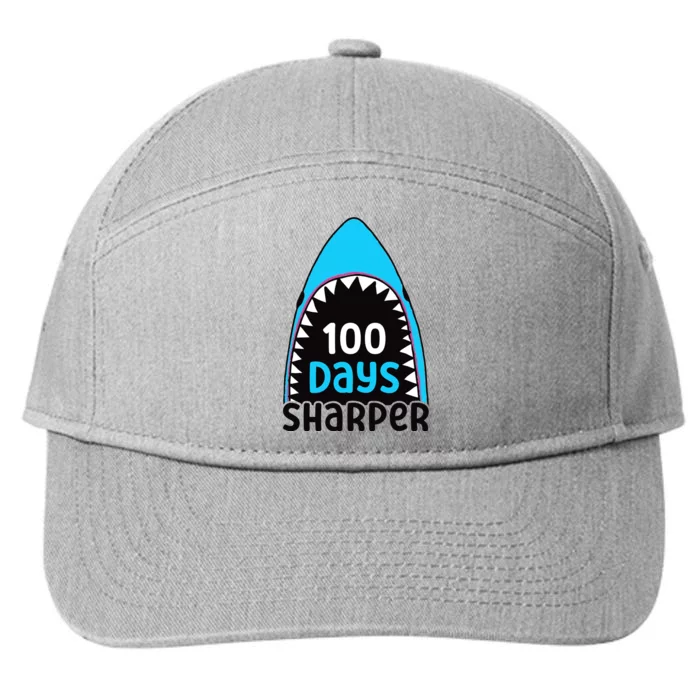 100 Days Sharper Boy Shark 100th Day Of School 7-Panel Snapback Hat