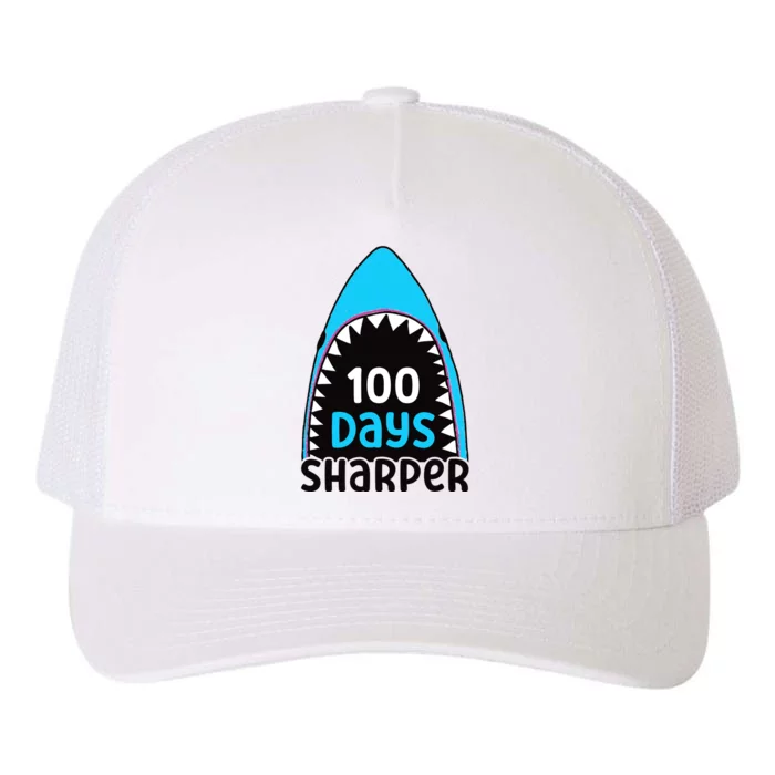 100 Days Sharper Boy Shark 100th Day Of School Yupoong Adult 5-Panel Trucker Hat