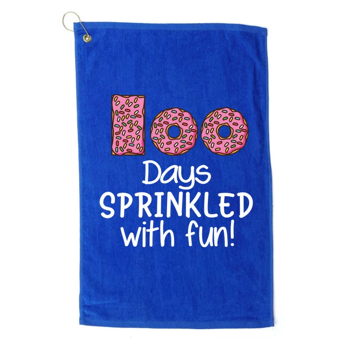 100 Days Sprinkled Fun Donuts 100th Day Of School Gift Platinum Collection Golf Towel