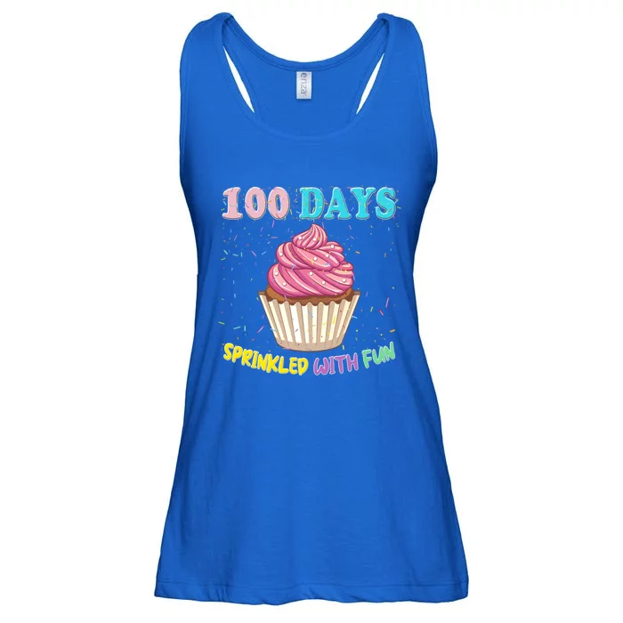 100 Days Sprinkled Fun Pink Cupcake 100th Day Of School Gift Ladies Essential Flowy Tank