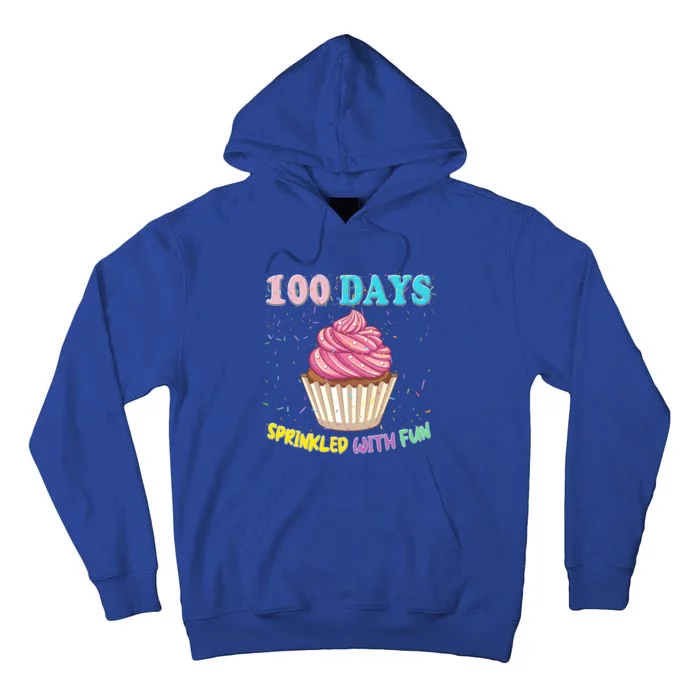 100 Days Sprinkled Fun Pink Cupcake 100th Day Of School Gift Tall Hoodie