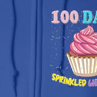 100 Days Sprinkled Fun Pink Cupcake 100th Day Of School Gift Full Zip Hoodie