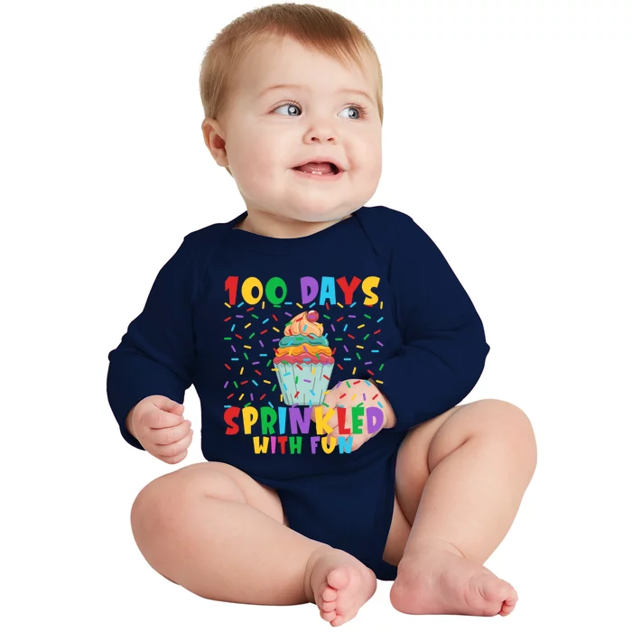 100 Days Sprinkled With Fun Gift 100 Days Of School Funny Cool Gift Baby Long Sleeve Bodysuit