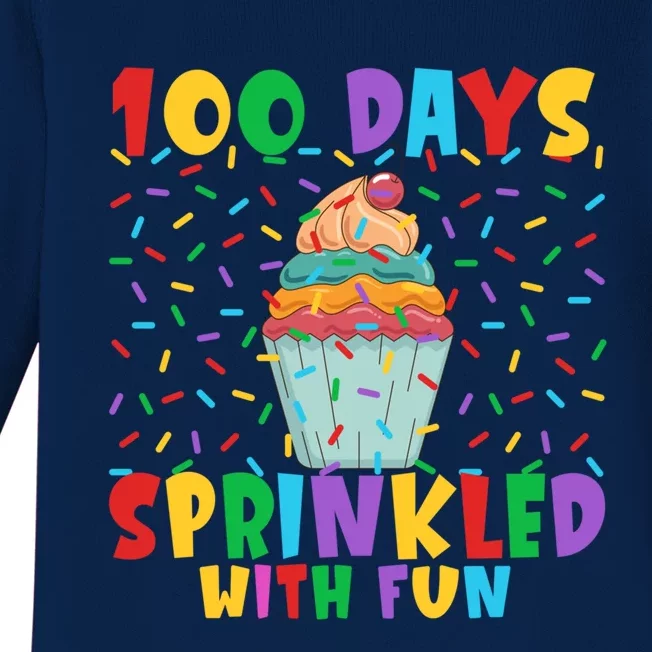 100 Days Sprinkled With Fun Gift 100 Days Of School Funny Cool Gift Baby Long Sleeve Bodysuit