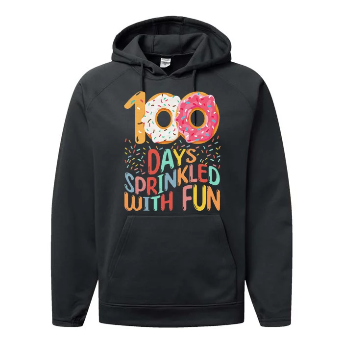 100 Days Sprinkled With Fun Cupcake 100th Day Of School Performance Fleece Hoodie