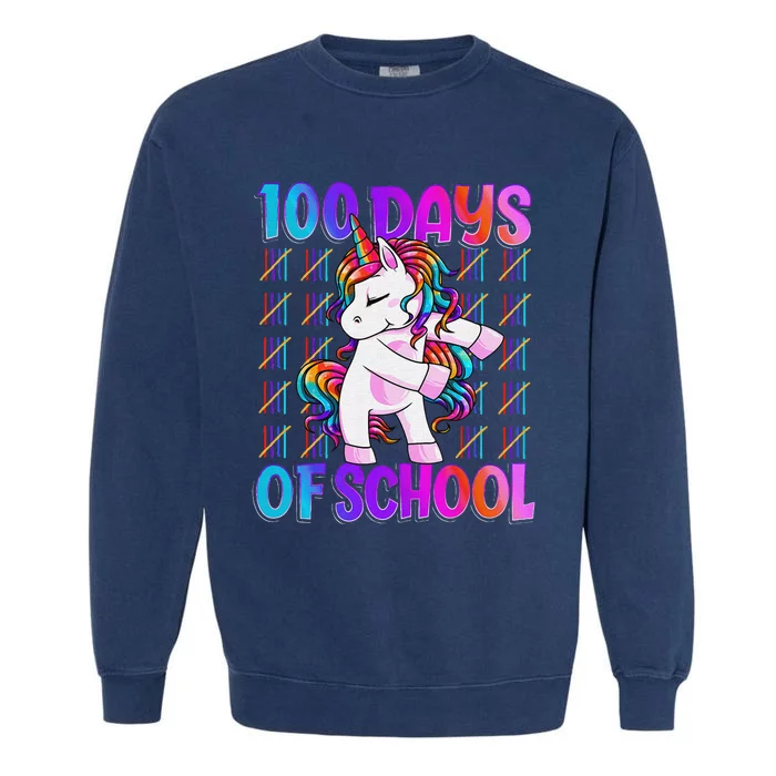 100 Days Smarter Unicorn 100 Days Of School 100th Day Garment-Dyed Sweatshirt