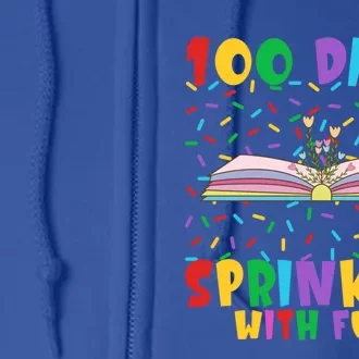 100 Days Sprinkled With Fun 100 Days Of School Book Graphic Gift Full Zip Hoodie