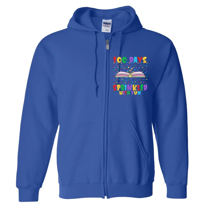 100 Days Sprinkled With Fun 100 Days Of School Book Graphic Gift Full Zip Hoodie