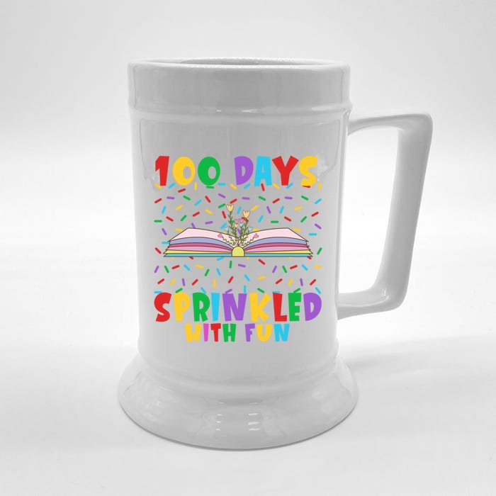 100 Days Sprinkled With Fun 100 Days Of School Book Graphic Gift Front & Back Beer Stein