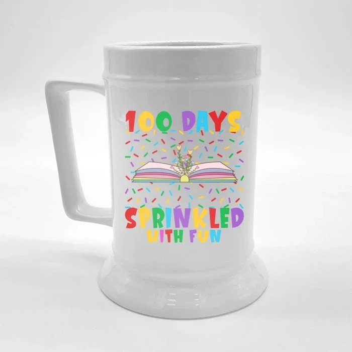 100 Days Sprinkled With Fun 100 Days Of School Book Graphic Gift Front & Back Beer Stein