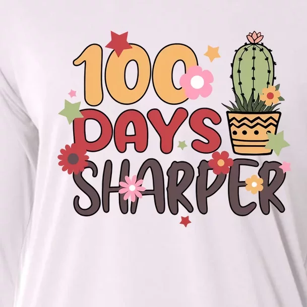 100 Days Sharper 100 Days Celebration For Teacher 100 Days Of School Cooling Performance Long Sleeve Crew