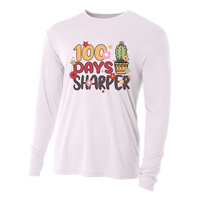 100 Days Sharper 100 Days Celebration For Teacher 100 Days Of School Cooling Performance Long Sleeve Crew