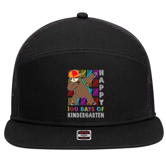 100 Days Smarter Happy 100th Day Of School Dabbing Sloth 7 Panel Mesh Trucker Snapback Hat