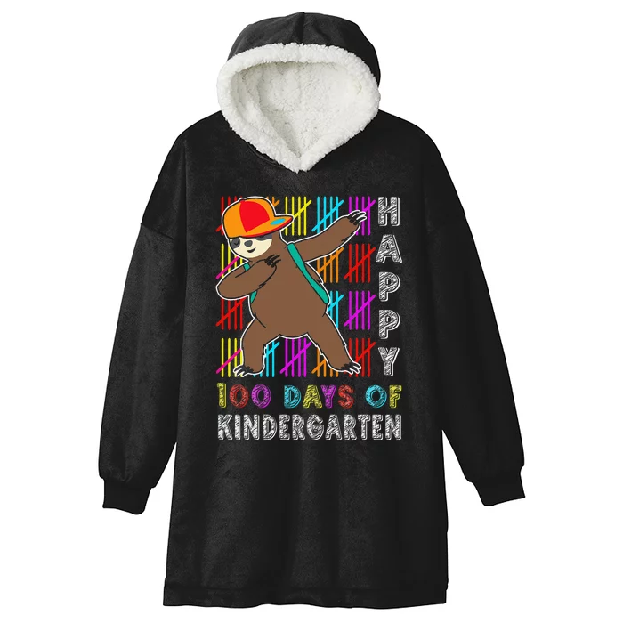 100 Days Smarter Happy 100th Day Of School Dabbing Sloth Hooded Wearable Blanket