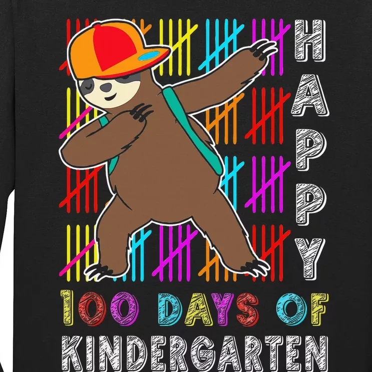 100 Days Smarter Happy 100th Day Of School Dabbing Sloth Tall Long Sleeve T-Shirt