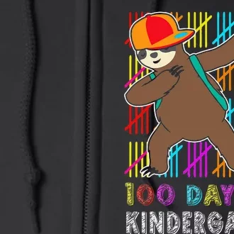 100 Days Smarter Happy 100th Day Of School Dabbing Sloth Full Zip Hoodie