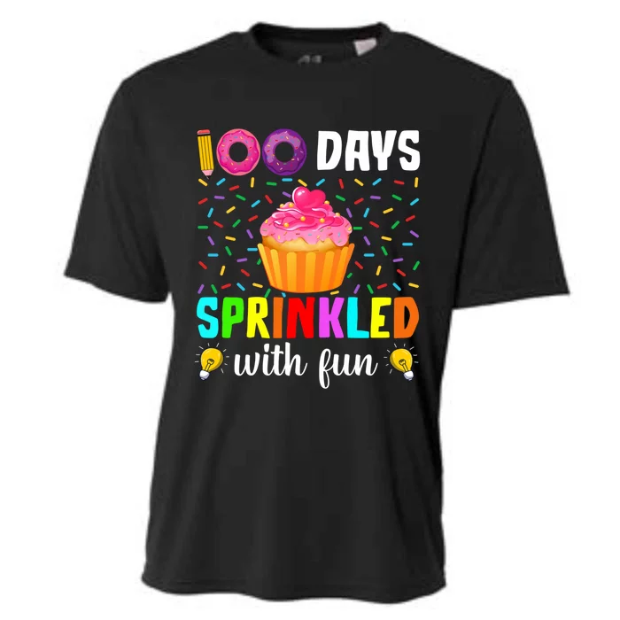 100 Days Sprinkled With Fun 100th Day Of School Cupcake Meaningful Gift Cooling Performance Crew T-Shirt