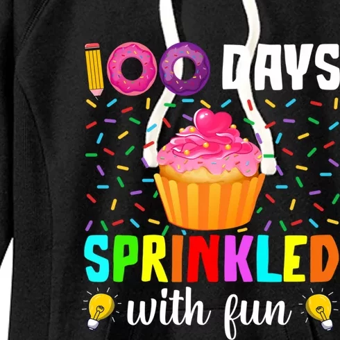 100 Days Sprinkled With Fun 100th Day Of School Cupcake Meaningful Gift Women's Fleece Hoodie