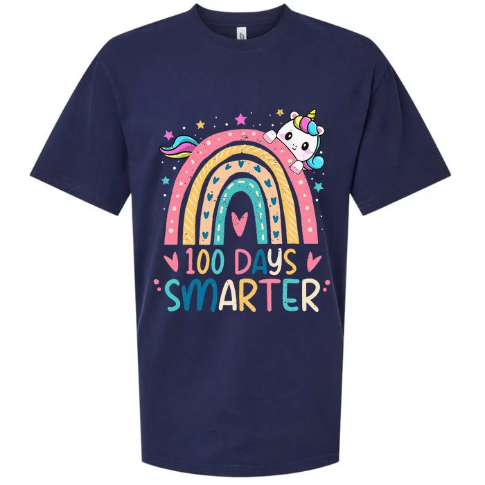 100 Days Smarter Unicorn 100th Day Of School Gift Sueded Cloud Jersey T-Shirt