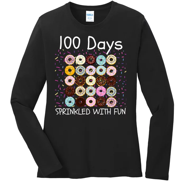 100 Days Sprinkled With Fun, 100th Day Of School, 100 Days Ladies Long Sleeve Shirt